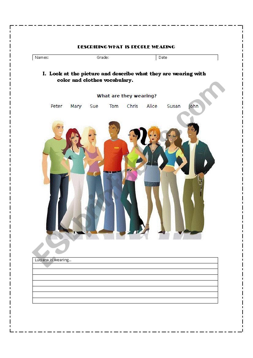 What are they waring]? worksheet