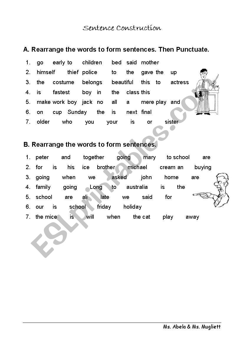Sentences worksheet