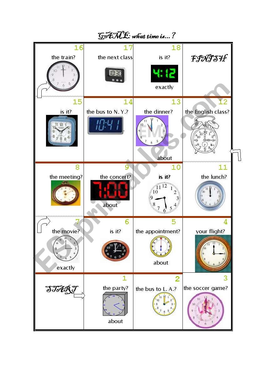 GAME: WHAT TIME IS IT? worksheet