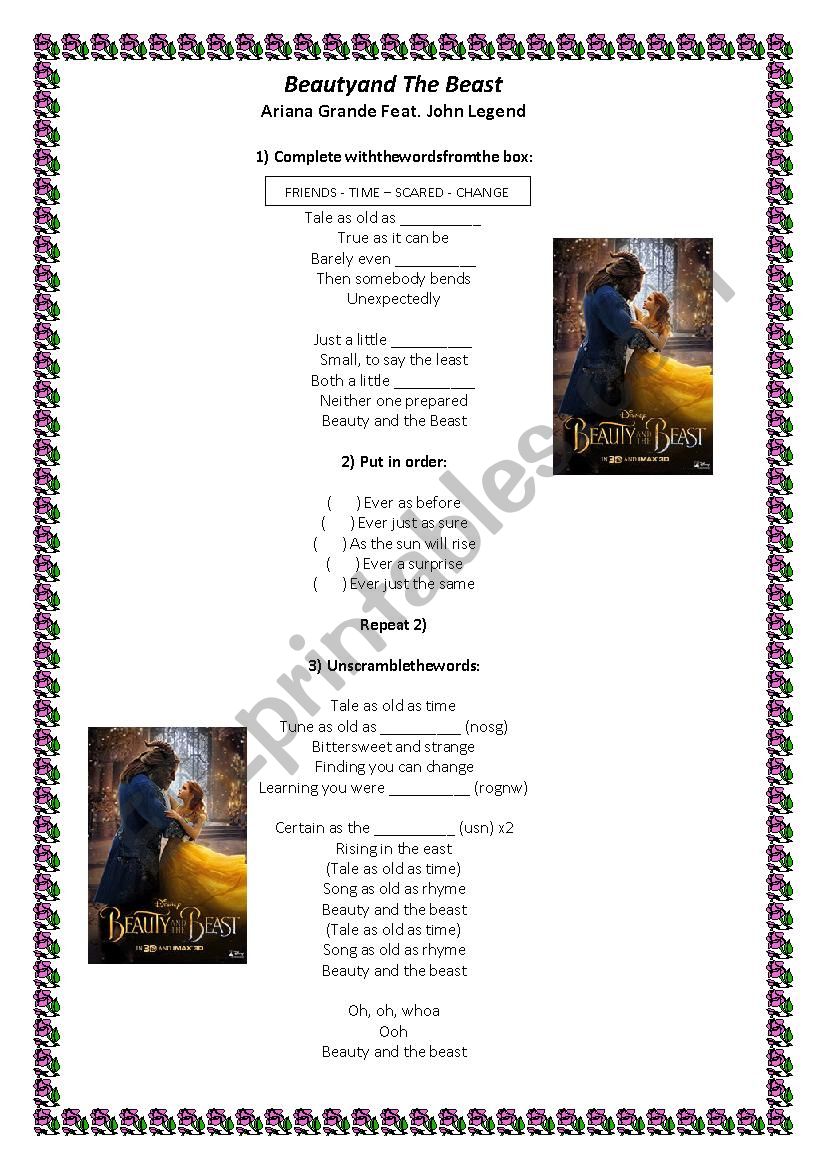 Beauty and The Beast - Song Activity