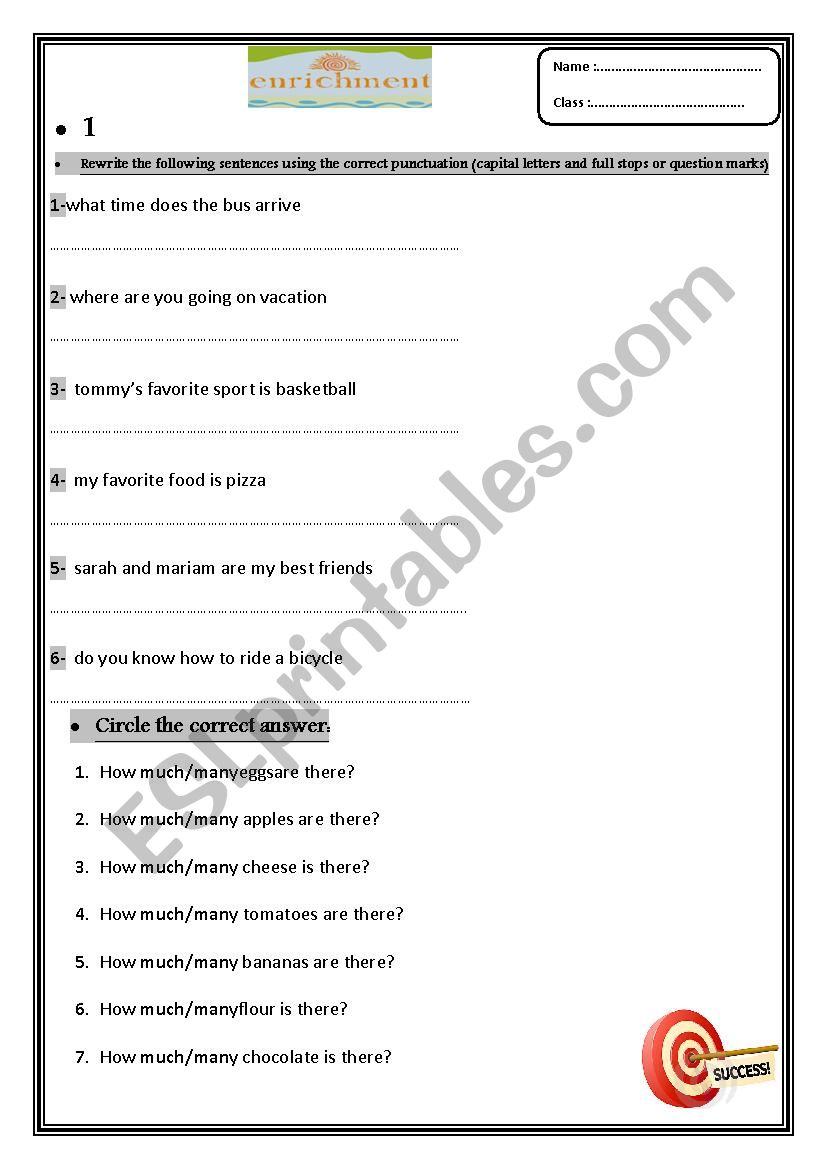 Punctuation  worksheet