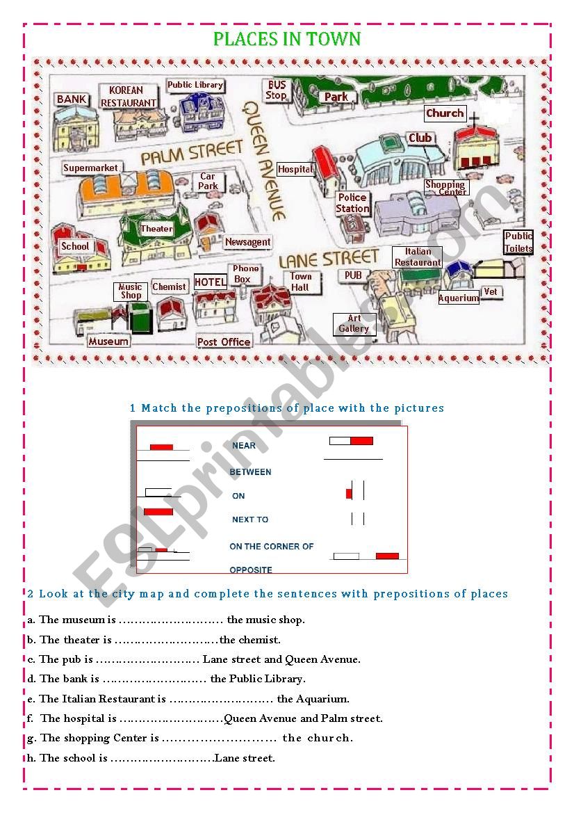 Places in town worksheet