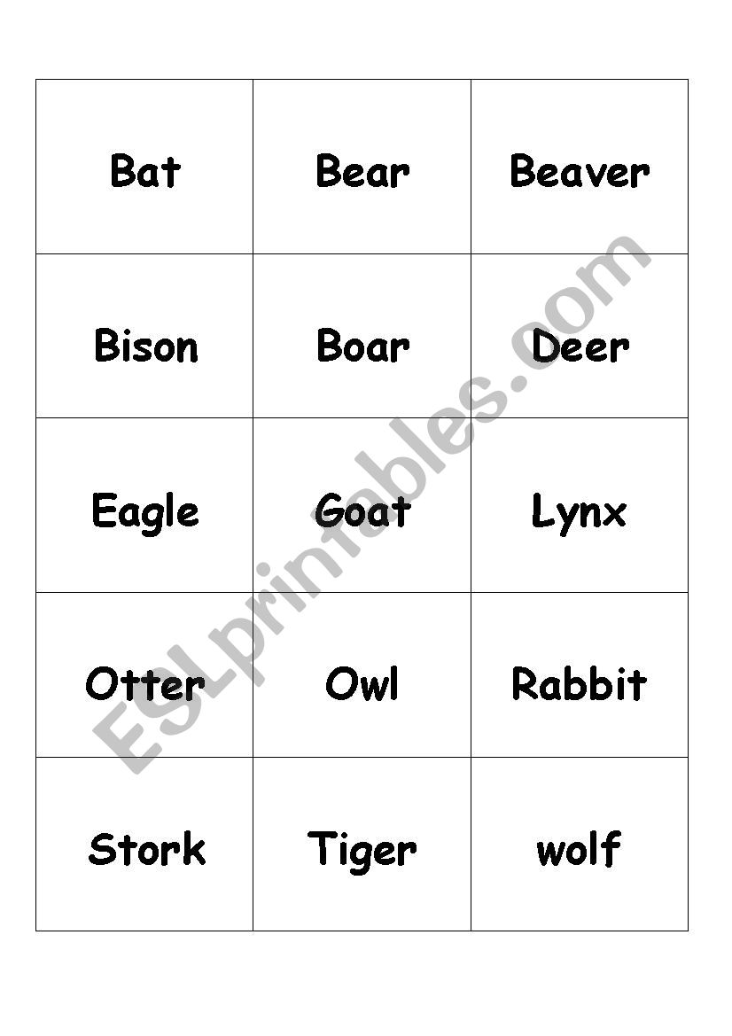 Animal vocabulary worksheet