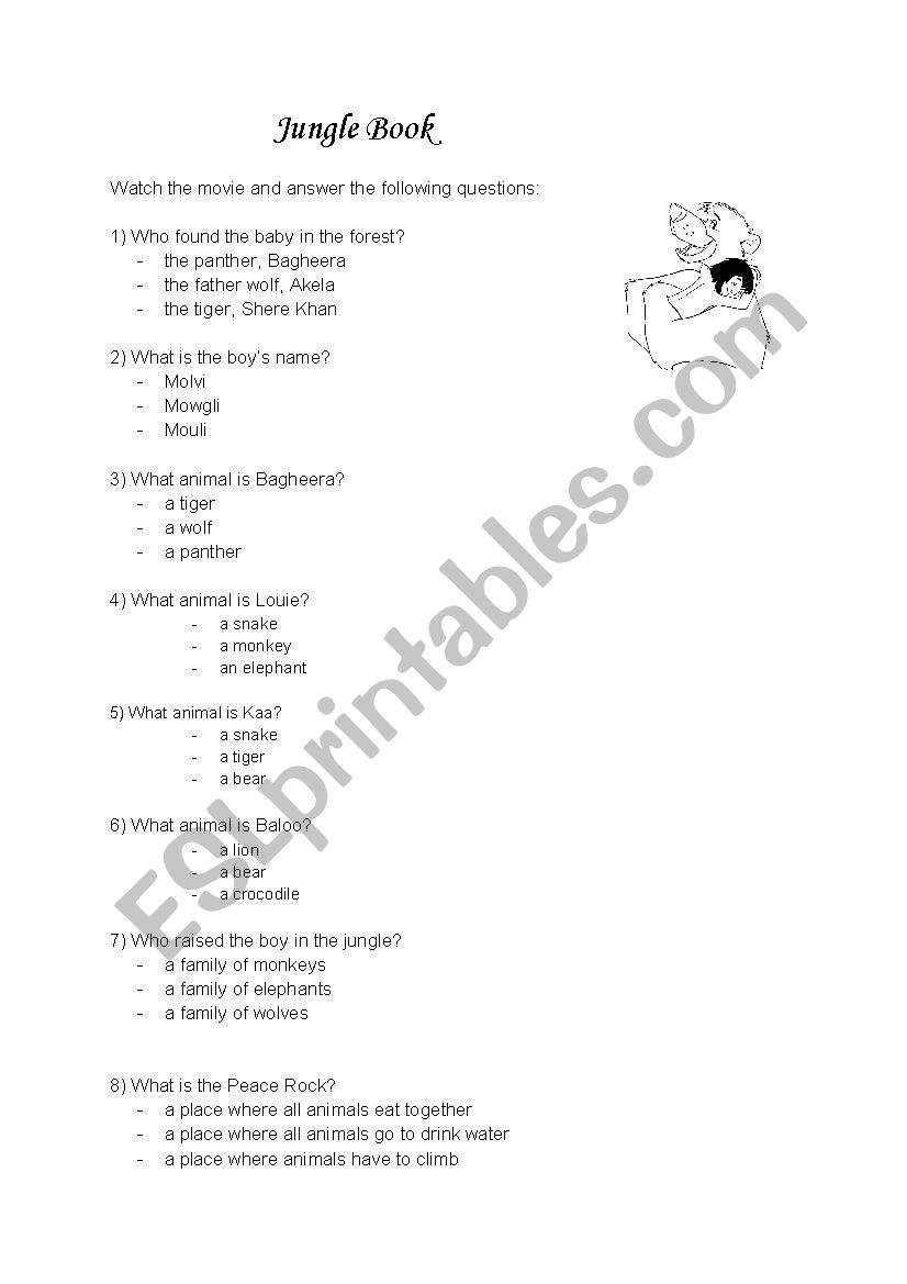 Jungle Book worksheet