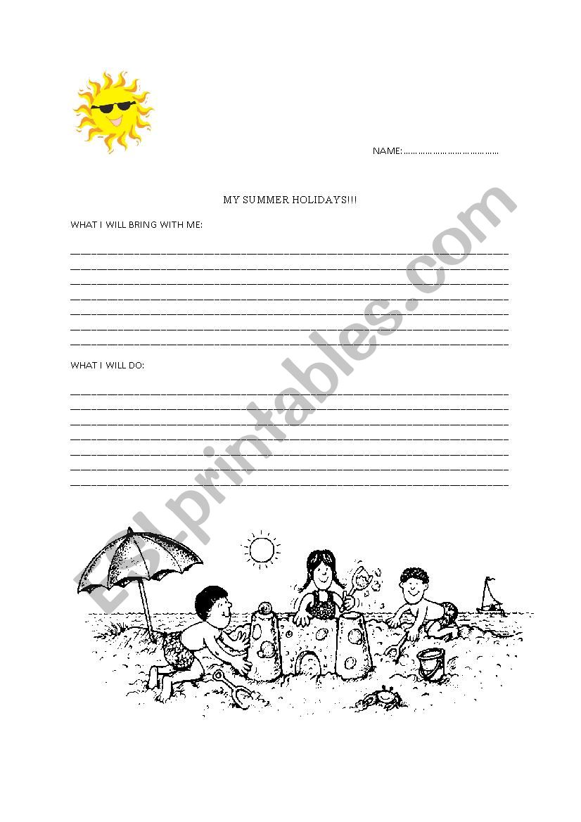 Summer holidays worksheet