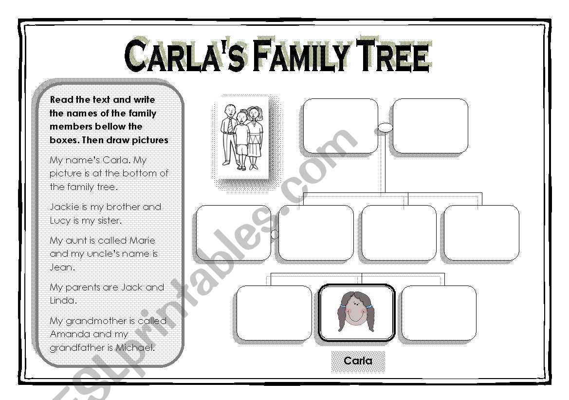 Carlas family tree worksheet