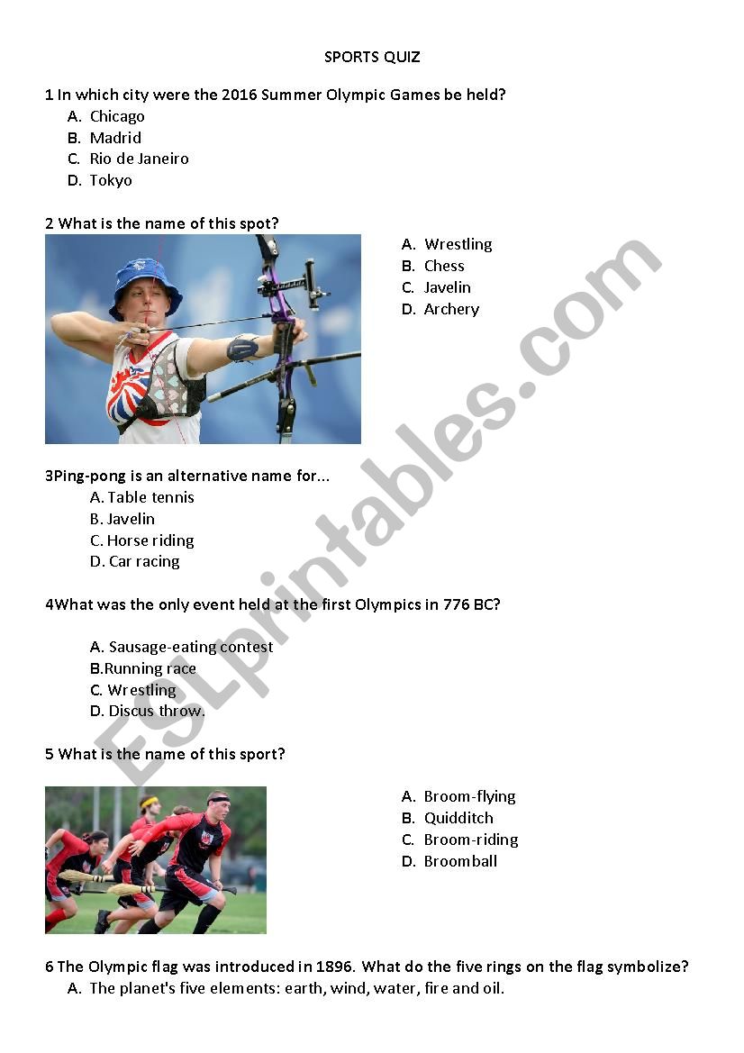 Sports Quiz worksheet