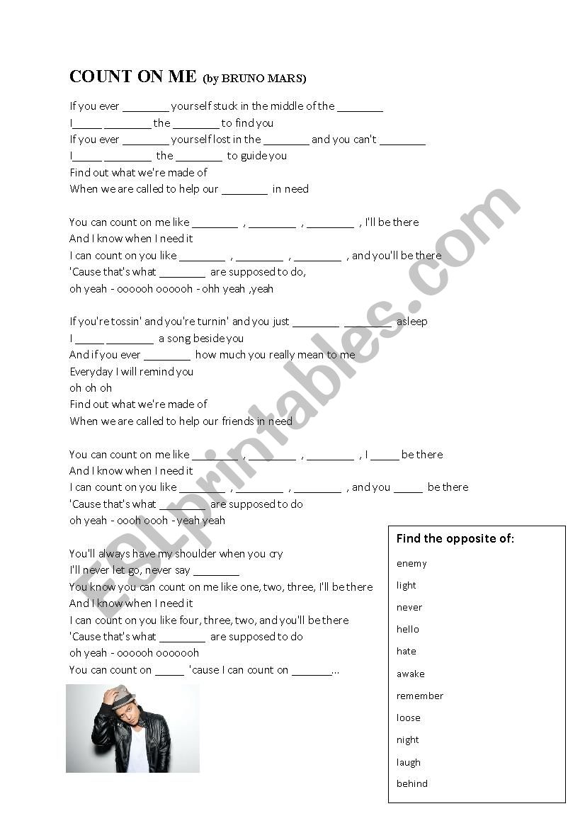 Count on me worksheet