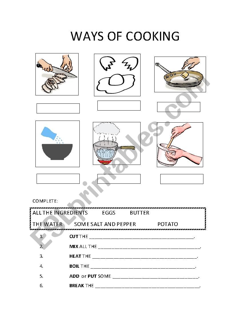 Ways of Cooking worksheet