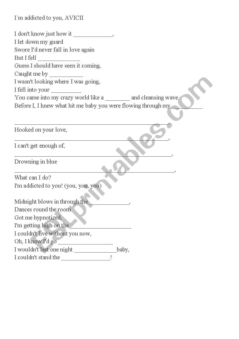 Song activity worksheet