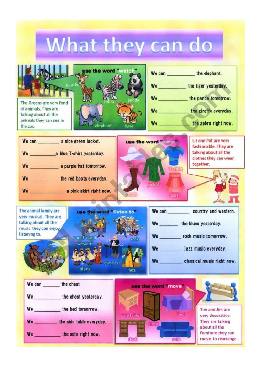 What they can do Part 2  worksheet