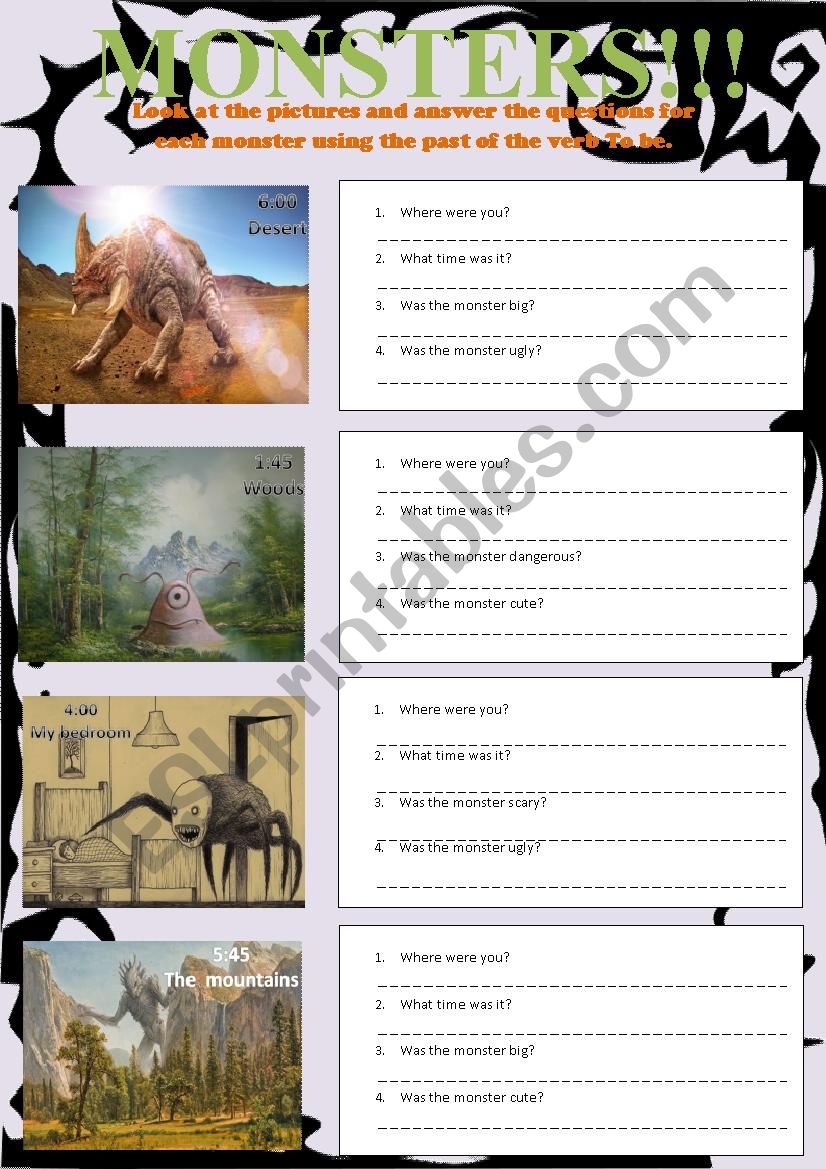 Monsters Happy Earth 1 Unit 3 worksheet