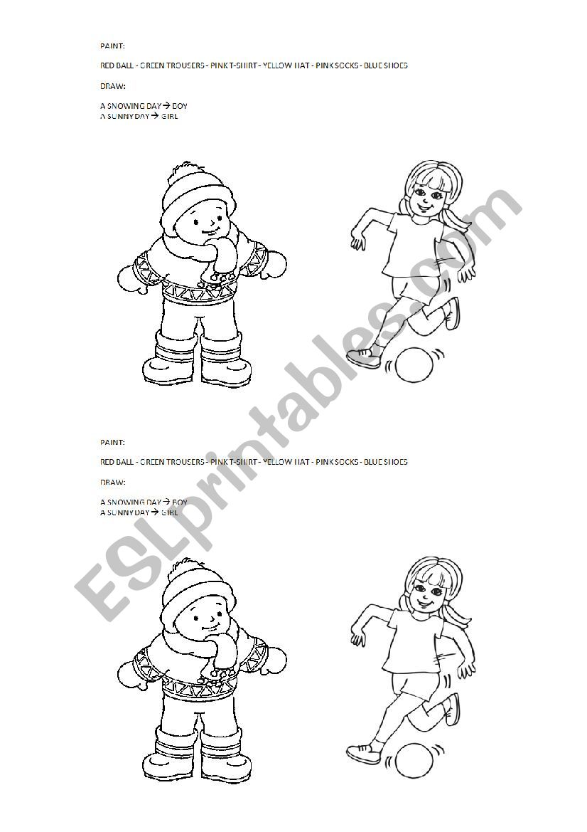 PAINT CLOTHES worksheet