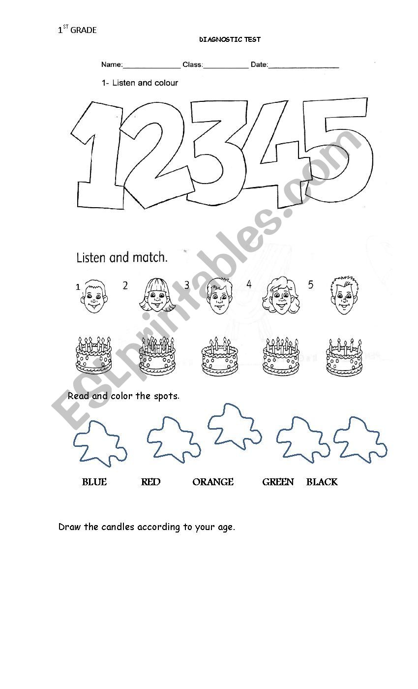 Numbers and colour  worksheet