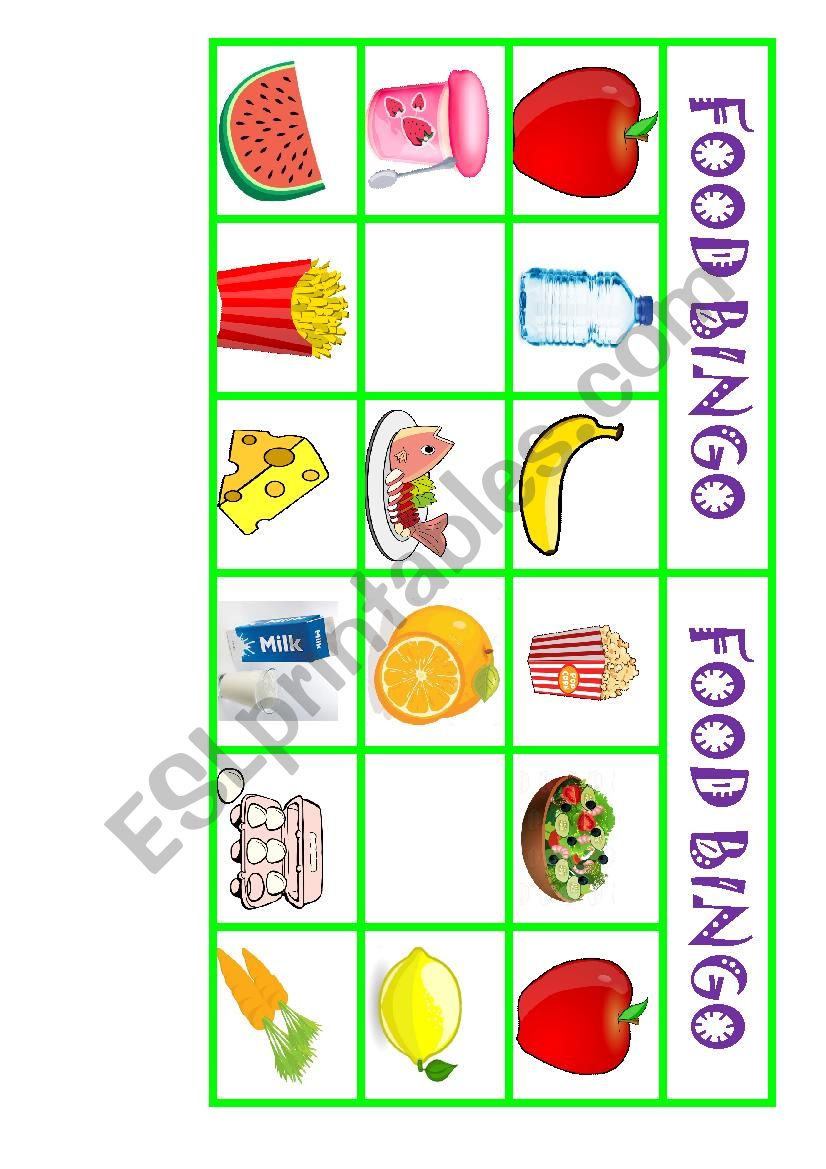 FOOD BINGO worksheet