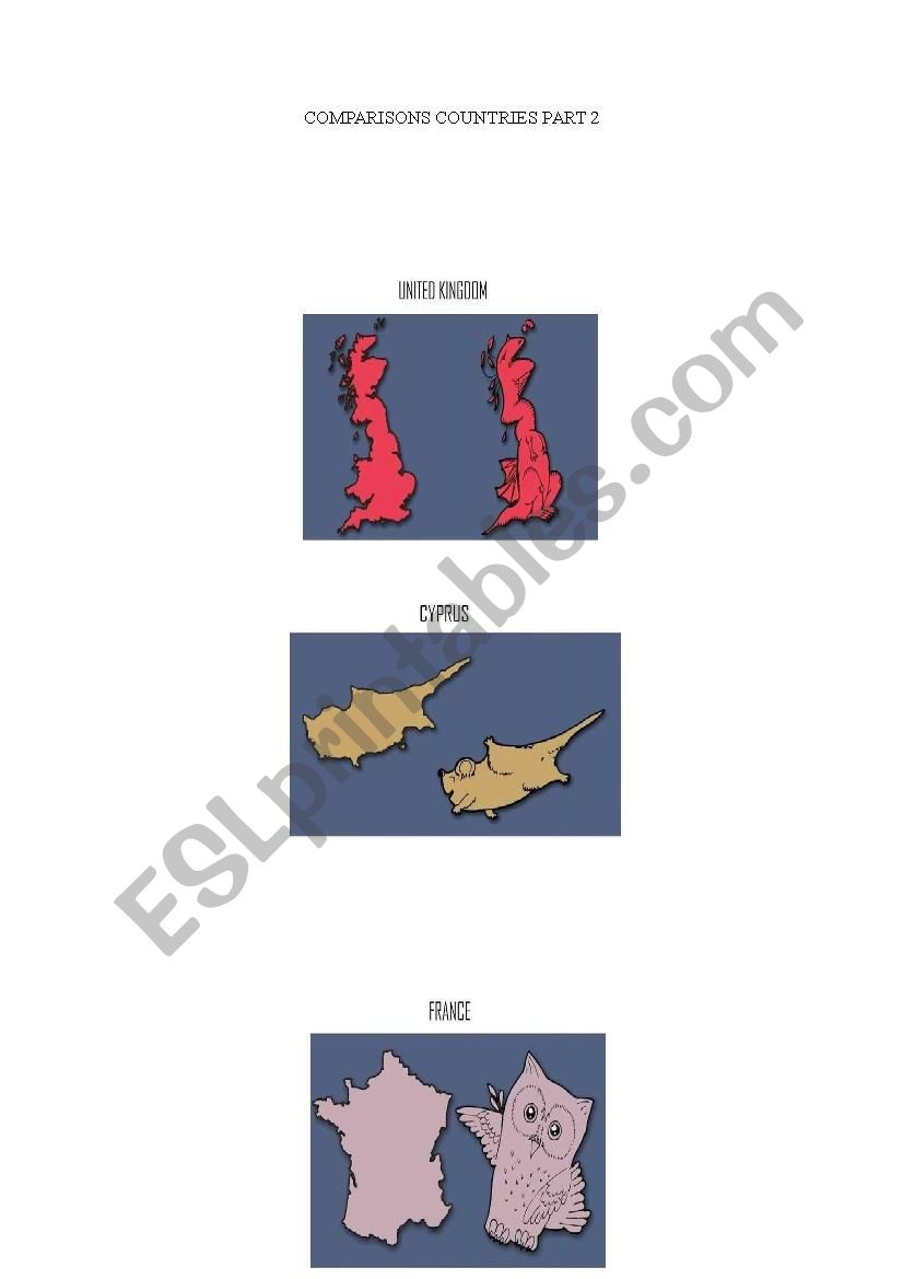 comparisons countries worksheet