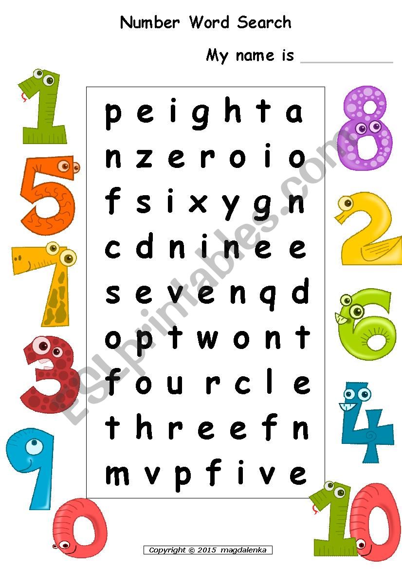 Number Word Search worksheet