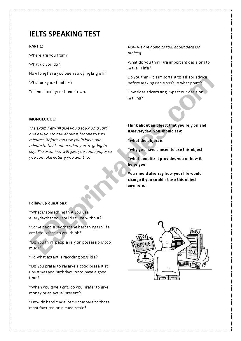 IELTS SPEAKING complete exam worksheet