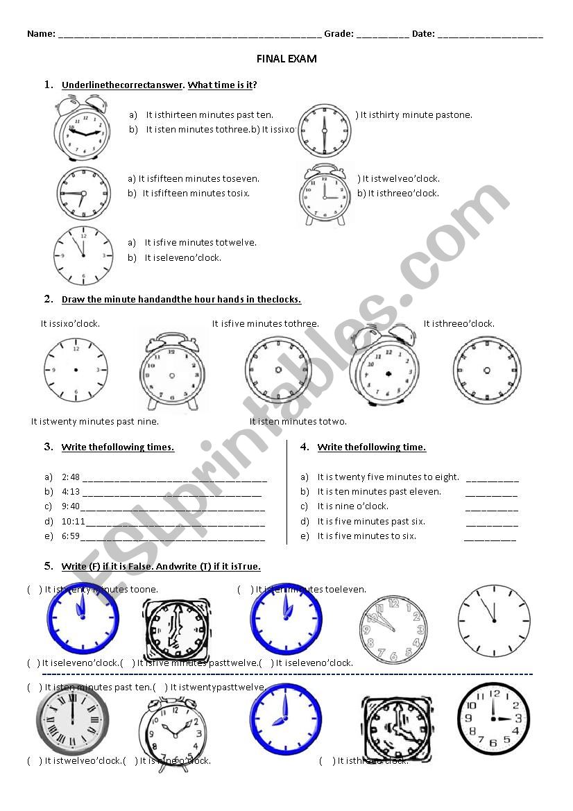 What time is it? worksheet