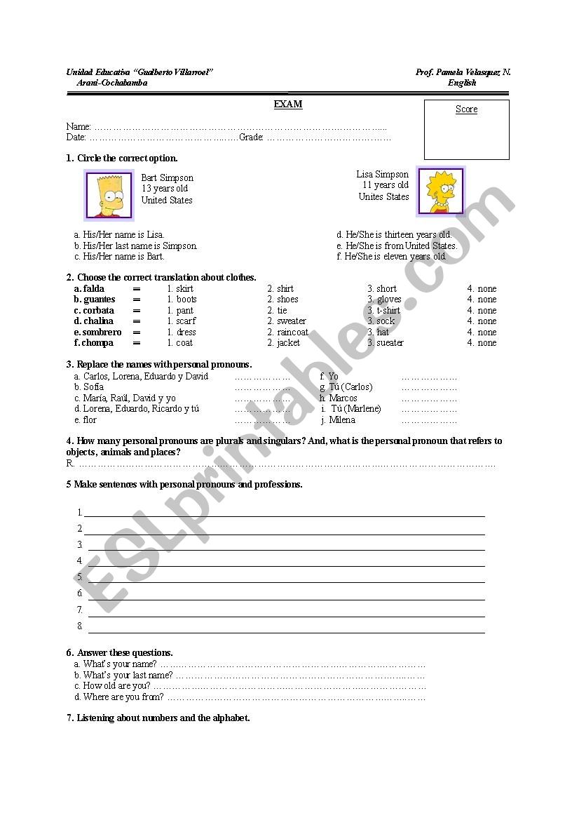 Verb to be worksheet