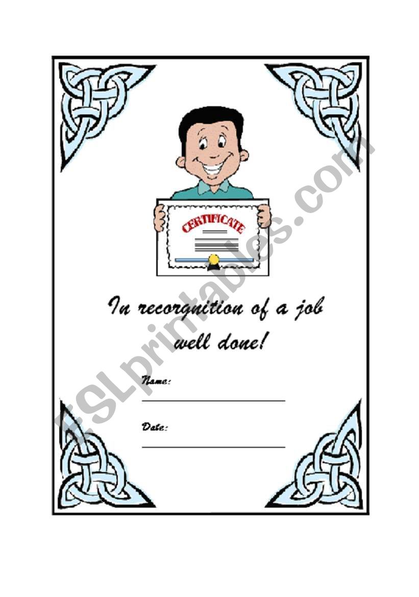 Certificate - Man worksheet