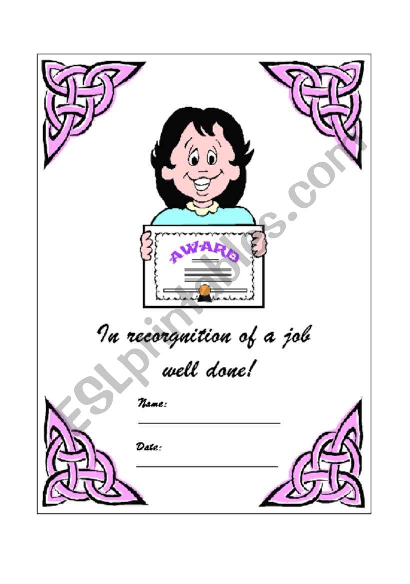 Certificate - Woman worksheet