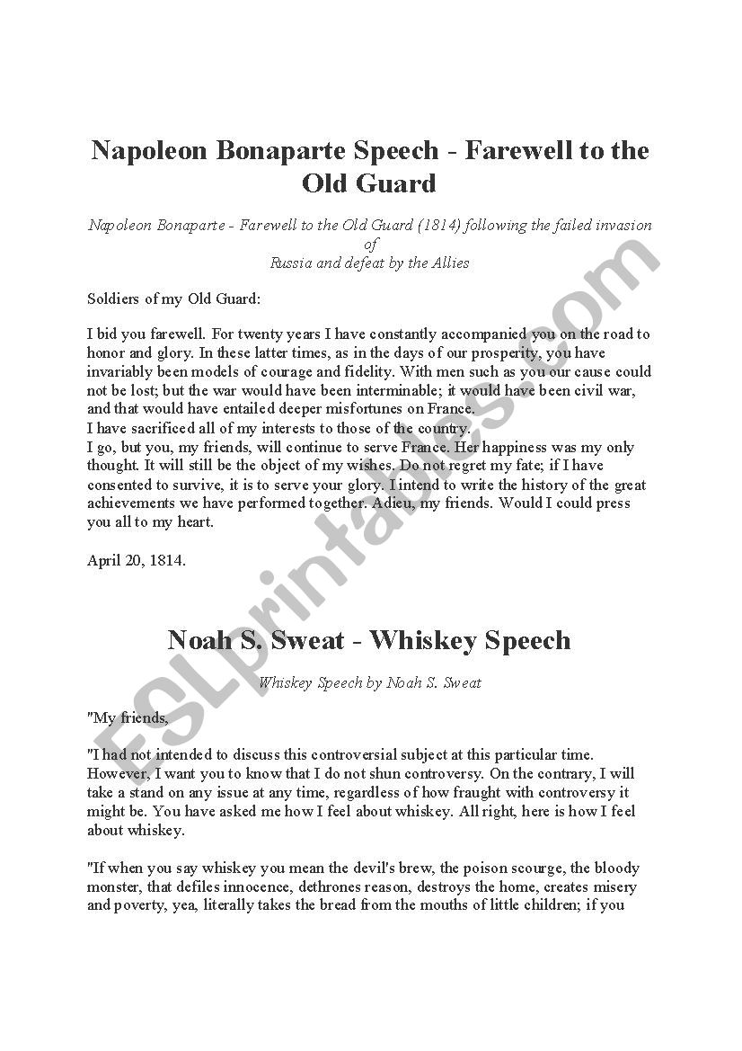 speech worksheet