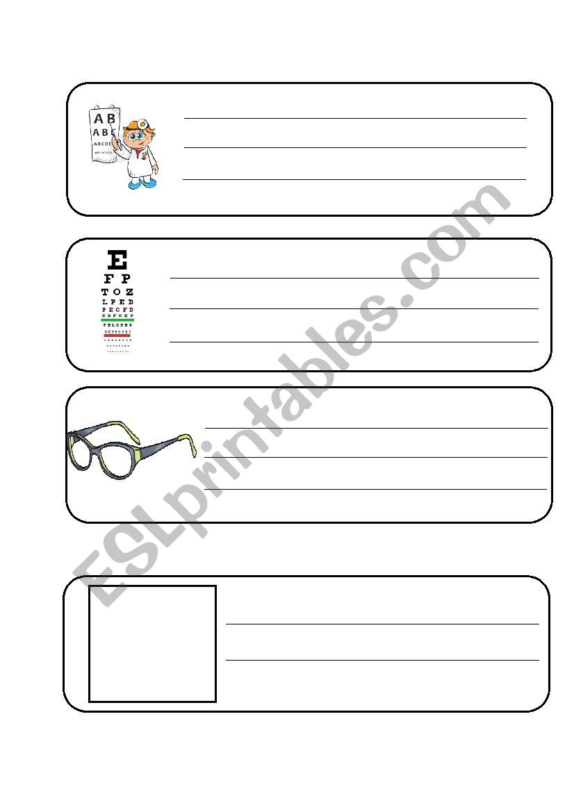 Optician equipment writing activity