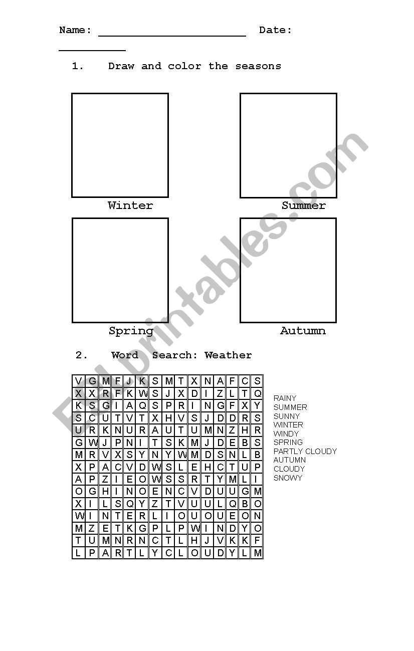 Weather and Seasons worksheet 