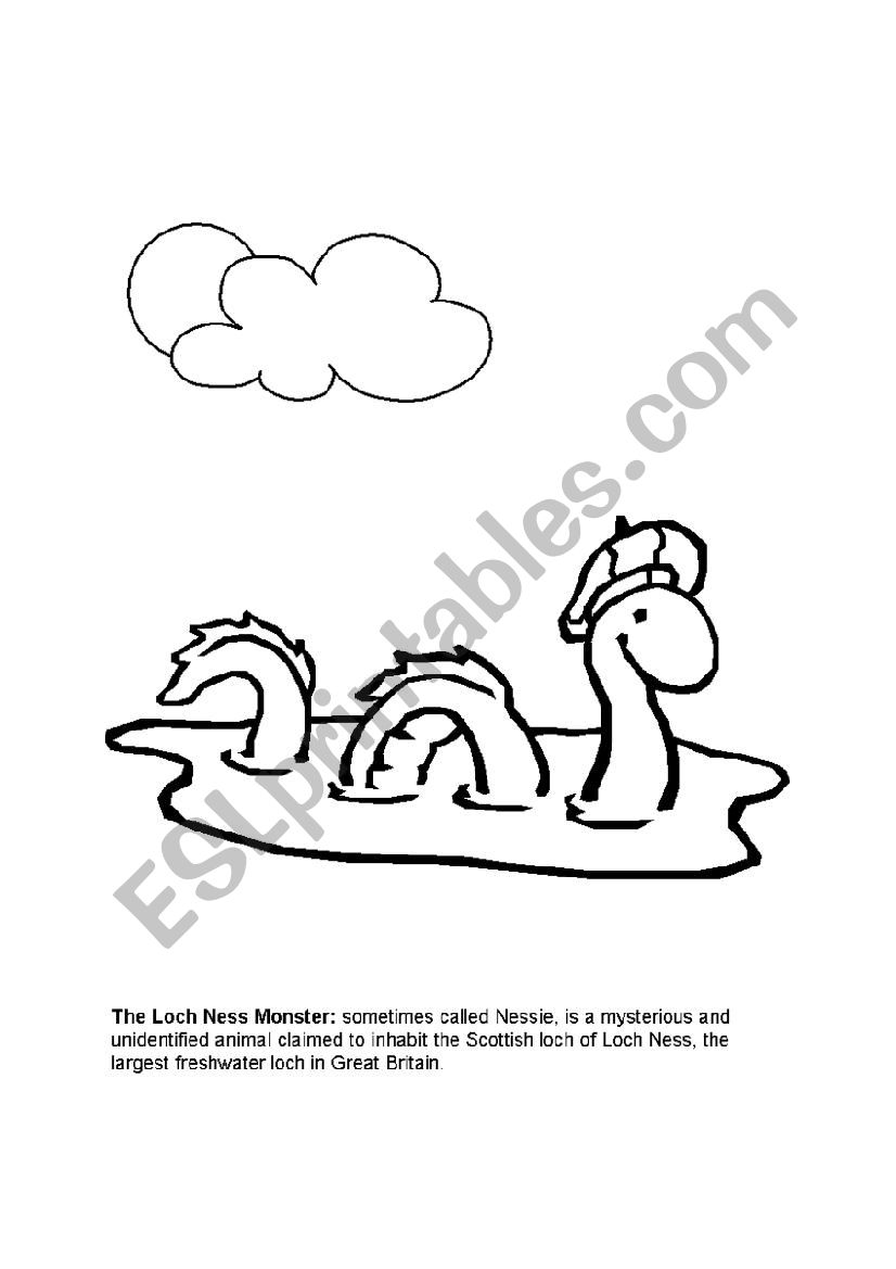 Lock Ness color template worksheet