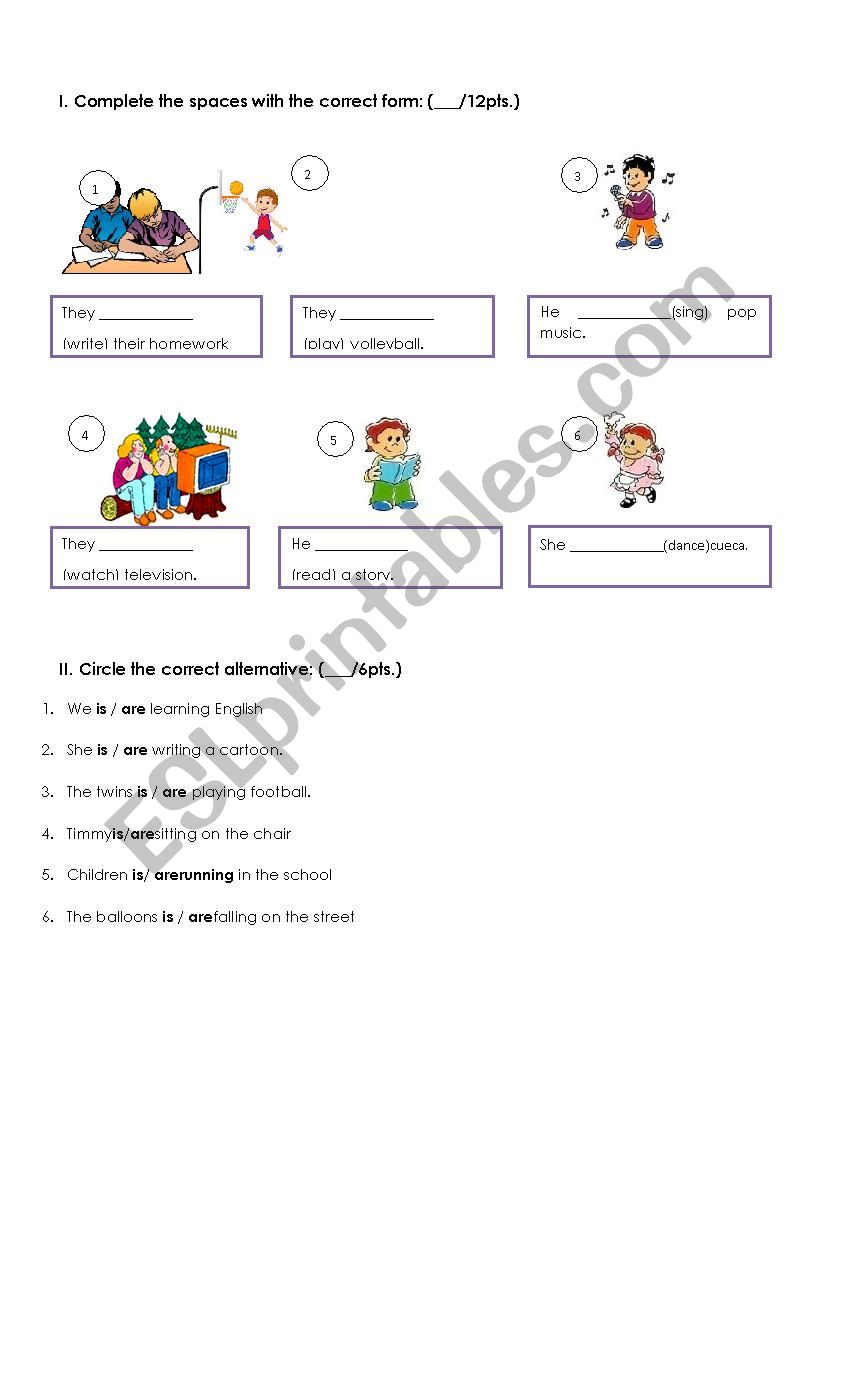 Presente continuous worksheet