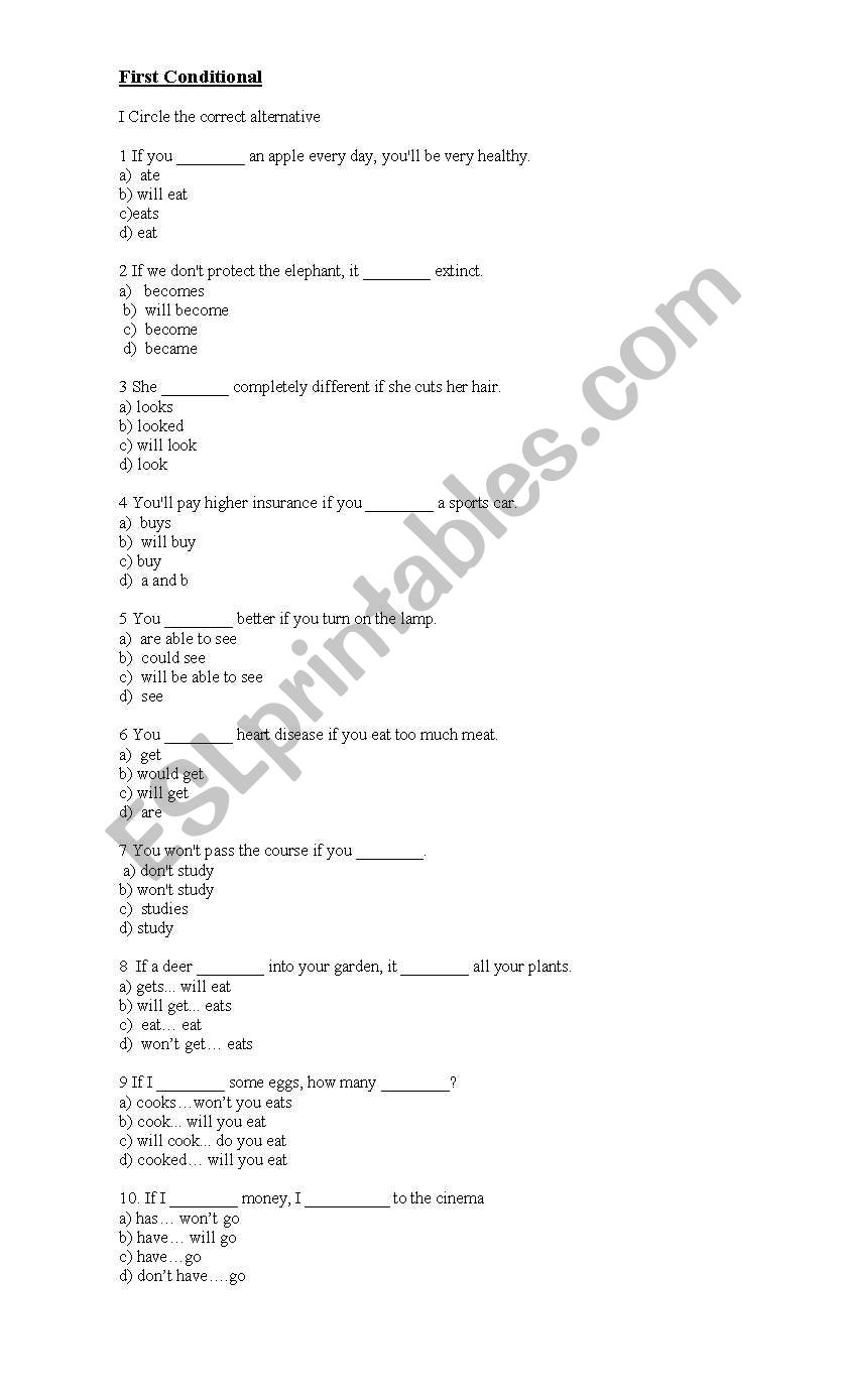 First Conditional worksheet