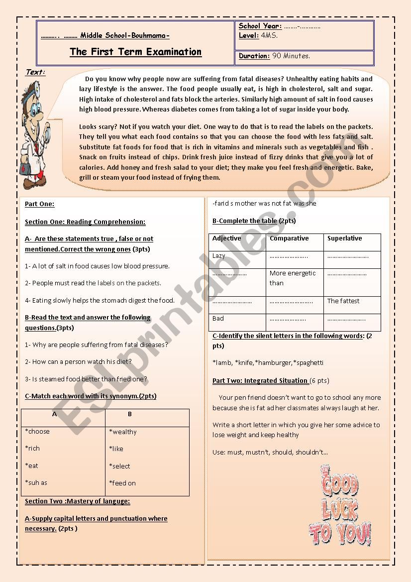 examination for middle school learners