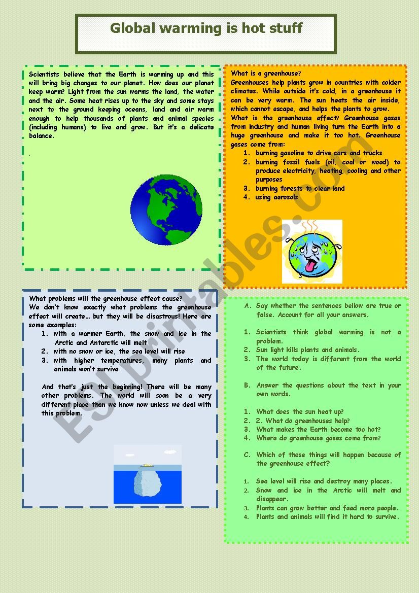 Global warming is hot stuff worksheet