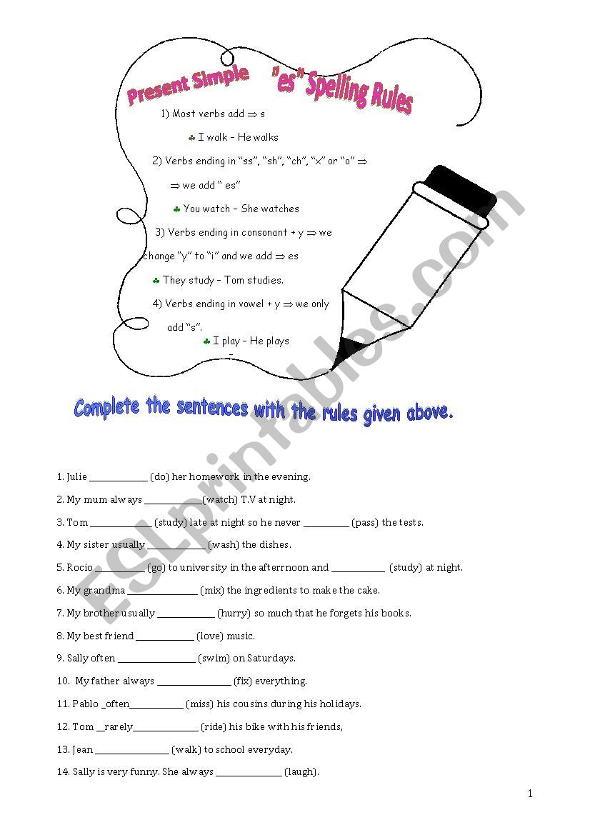 Present simple worksheet