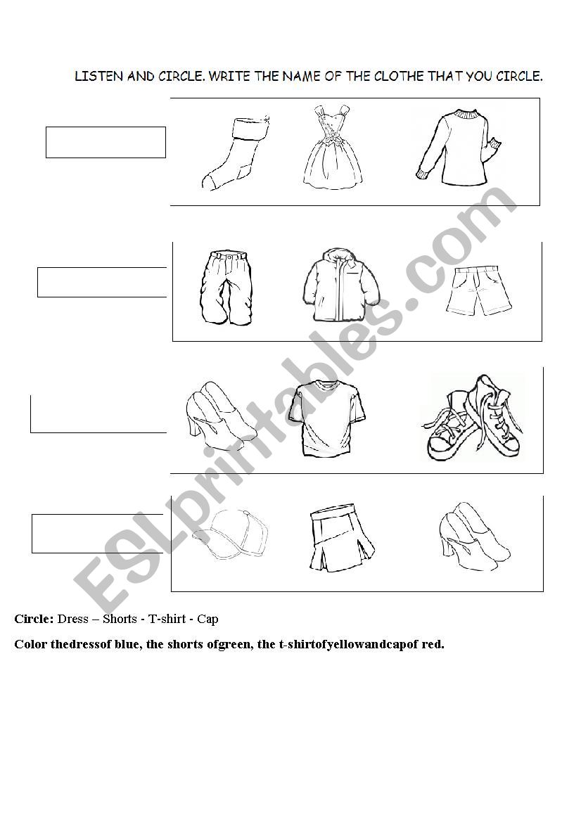 Clothes worksheet