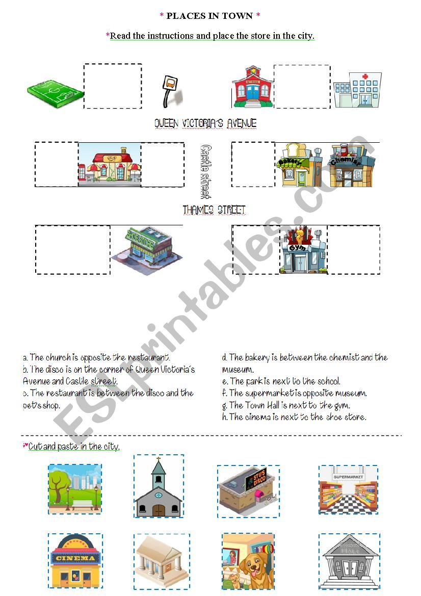 Places in town worksheet