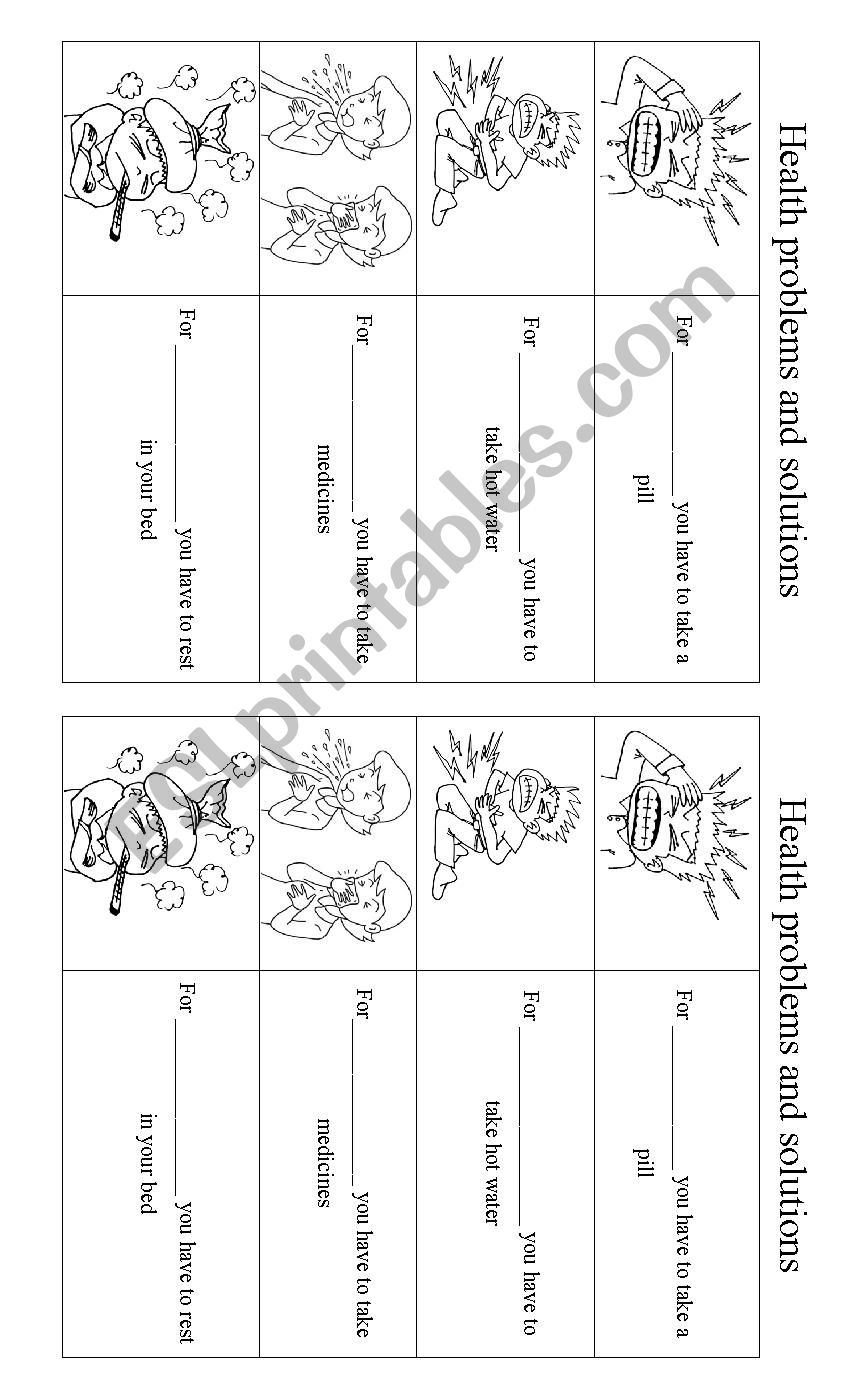 Health problems and solutions worksheet