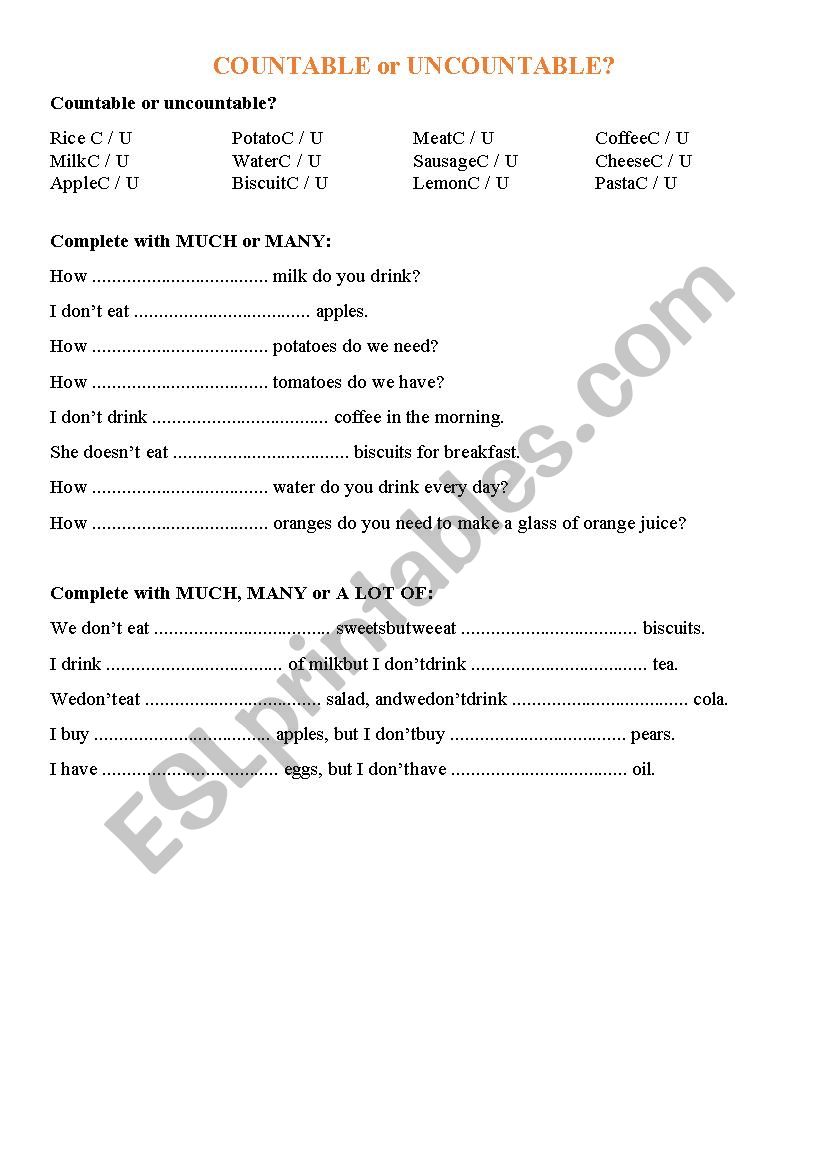 Countable and uncountable exercise