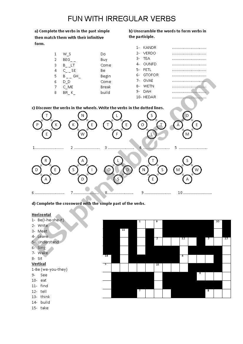 Fun with irregular verbs worksheet