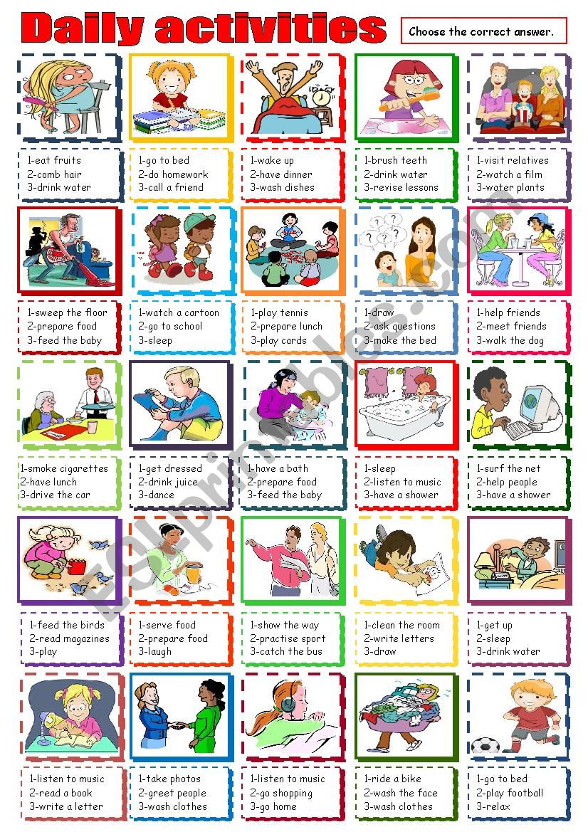 daily activities worksheet