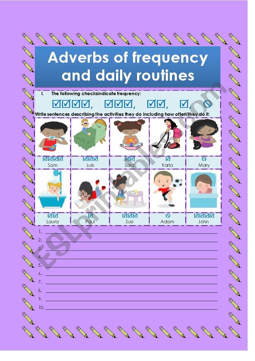 ADVERBS OF FREQUENCY AND DAILY ROUTINES