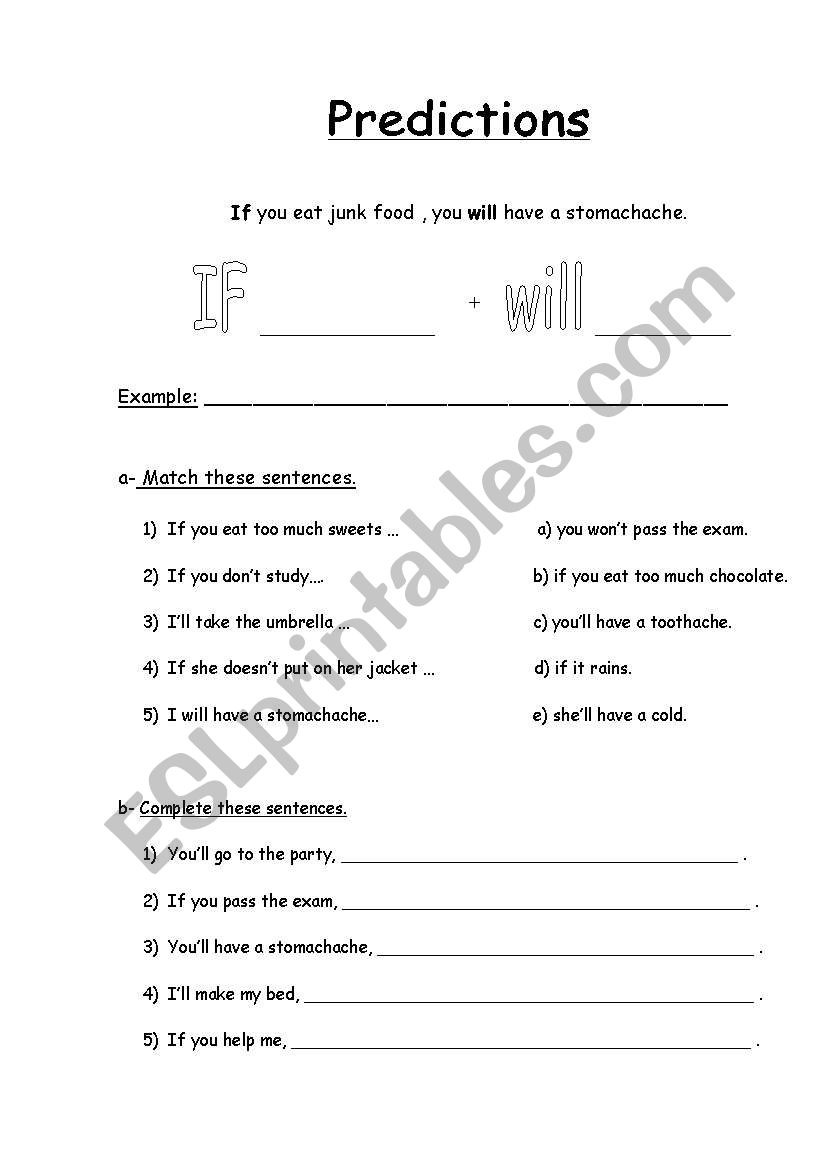 English worksheets: predictions