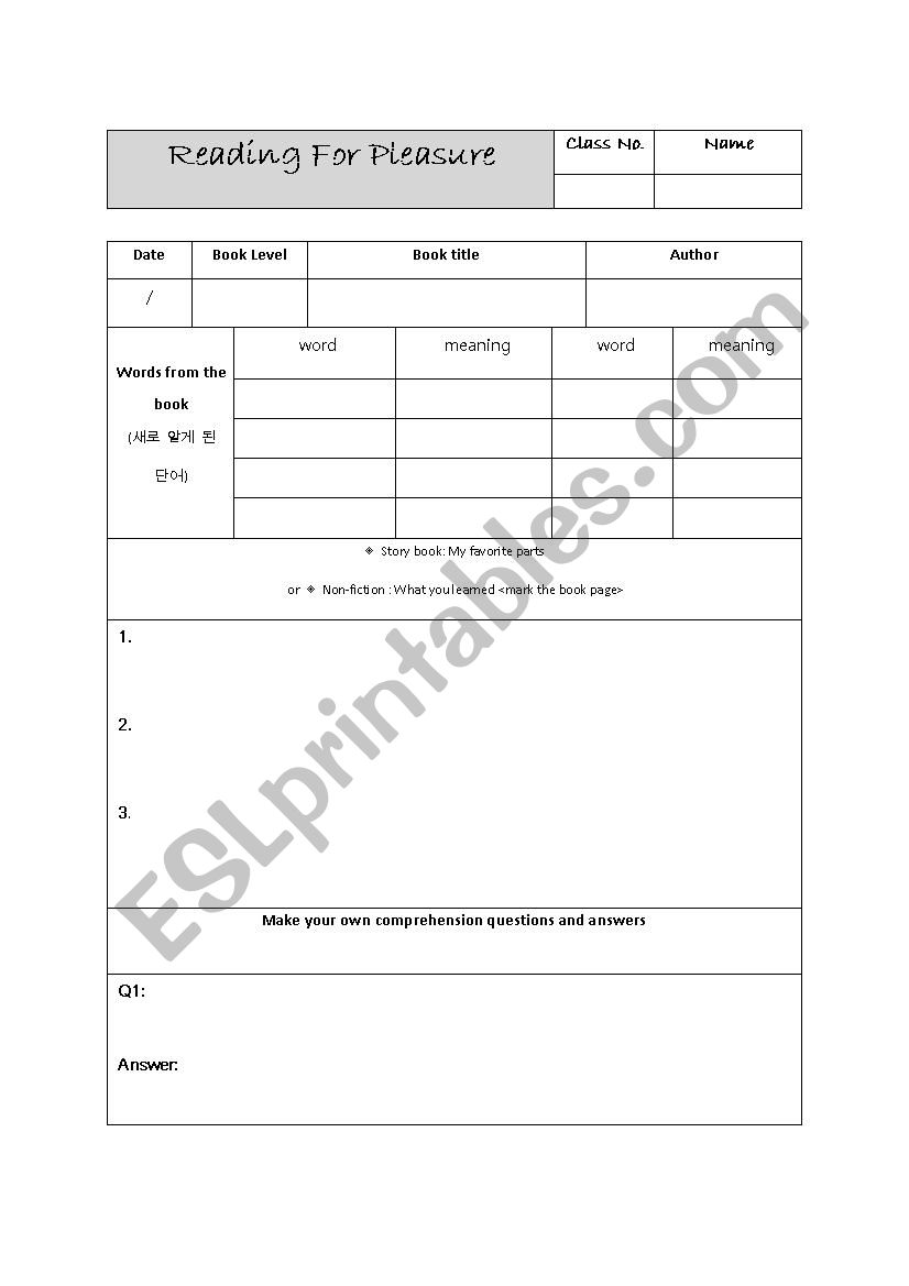 book review for ER worksheet