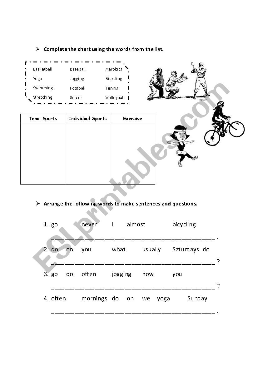 Sports  worksheet