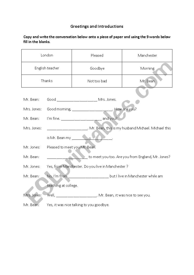 greeting and classroom command