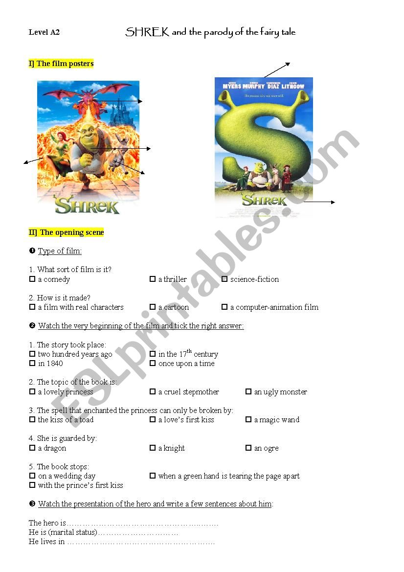 Shrek  worksheet