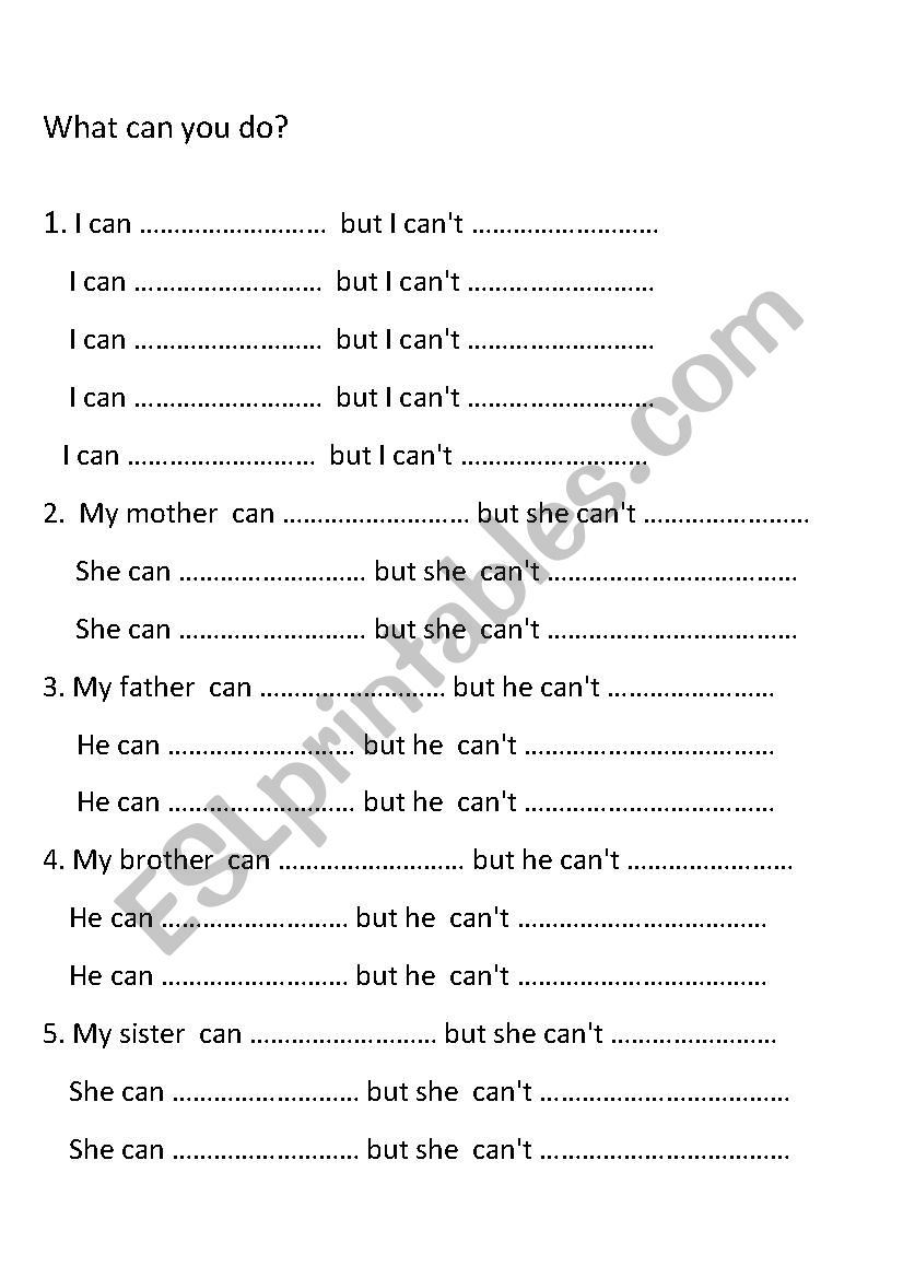 what can you do? worksheet