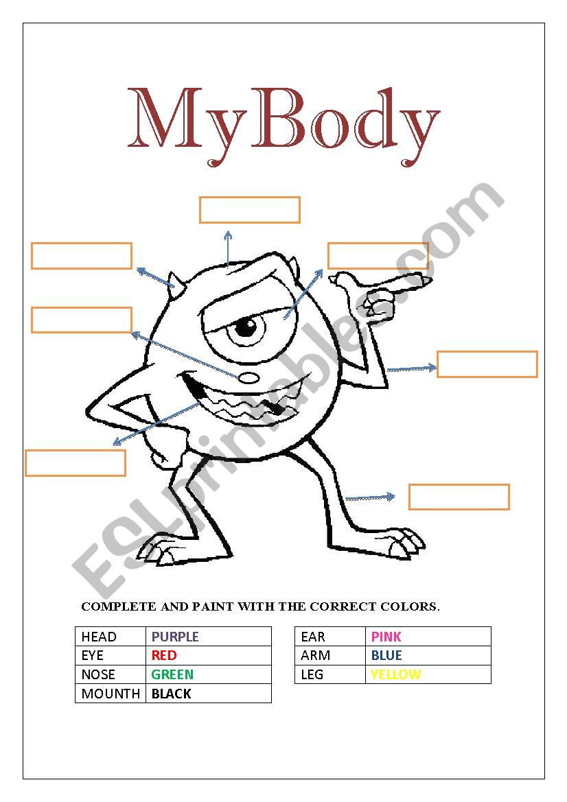 my body worksheet