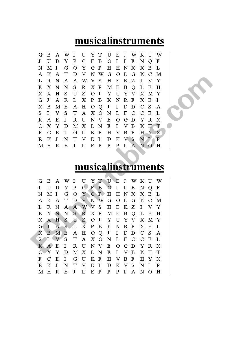 musical instruments worksheet